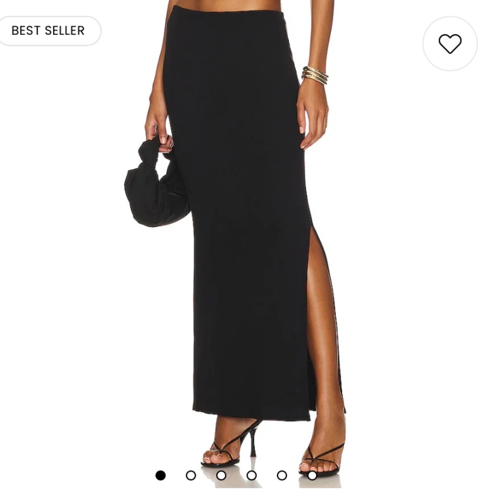 BCBG Elegant Tailored Side Slit Maxi Skirt in Black Crepe